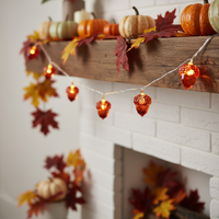 Guirlande lumineuse d'Halloween en forme de gland, 30 LED, 3 m, alimentée par piles, réglable, jaune, pour cheminée et décoration de ferme