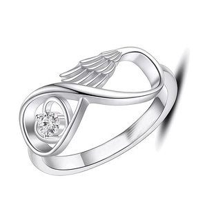 Ali d'angelo nastro galleggiante cuore anello di diamanti per commemora la persona amata cremazione cenere titolare urna funebre gioielli ricordo - Product Image 4