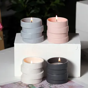 Commercio all'ingrosso in ceramica barattoli di candela contenitore tinta unita di colore decorazione del barattolo di candela per la casa di nozze di San Valentino da tavolo