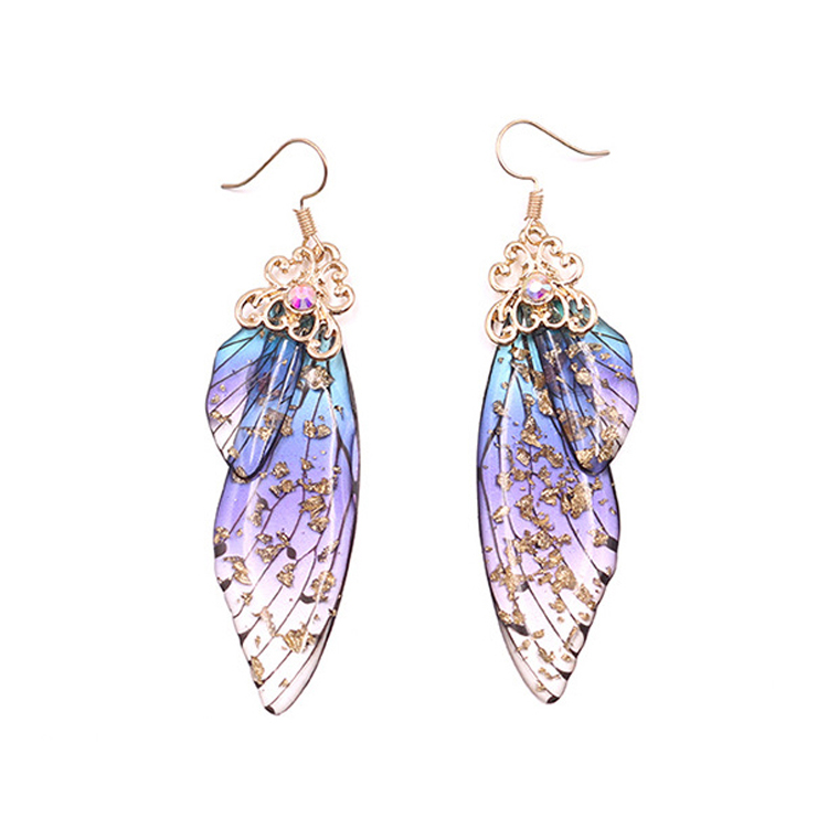 Fashion Jewelry Butterfly Earring Fairy Simulation Insect Wing Hook Earring Translucent Cicada Wing Drop Earrings