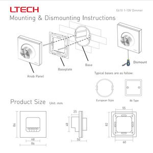 <span class=keywords><strong>Dimmer</strong></span> de Painel de Vidro em Aço LTECH 1-10V com Padrão Europeu, Entrada 90-250V, Interruptor Rotativo para Controle de Luz LED - Product Image 3