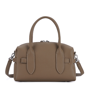Bolso de Mano Clásico de Cuero Genuino para Mujer, Estilo Boston, con Cierre de Seguridad y Correa Extraíble, Color Bronceado, Duradero para Uso Diario - Product Image 3