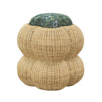 Pouf rond en rotin naturel, artisanal, moderne et luxueux, magnifique banc ottoman en osier pour salle de bain, idéal pour appartement et hôtel - Optimisation de l'espace