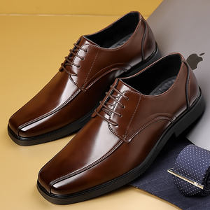 Zapatos Casuales de Moda con Parte Superior de PU, Punta Cuadrada, Estilo Británico, Formales, de Negocios, con Cordones, para Hombre, Talla Grande - Product Image 1