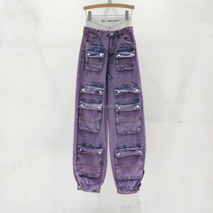 Pantaloni da <span class=keywords><strong>donna</strong></span> Mujer De Jean da <span class=keywords><strong>donna</strong></span> a gamba larga Jeans con elastico in vita ampio Denim largo carico da <span class=keywords><strong>donna</strong></span> - Product Image 5