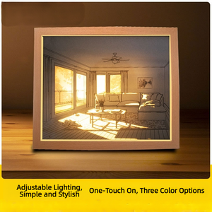 Cadre photo en bois avec éclairage LED, peinture Sunshine - Product Image 1