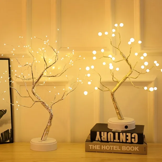 Party Wedding Christmas Decorative Lighting Flower Tree Led Rechargeable Table Lamp For Girl Gift