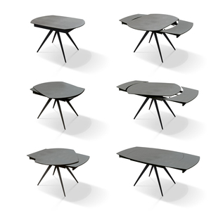 Mesa de Cerámica Extensible Giratoria Alexia 140x90, Base de Metal Gris Grafito, para Comedor Interior - Product Image 6
