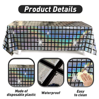 Nappe de fête en plastique laser brillant Nappe disco Fournitures de fête en gros