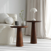 Ensemble de 2 tables d'appoint rondes en bois massif, style minimaliste moderne, table basse d'appoint pour salon, canapé, chevet