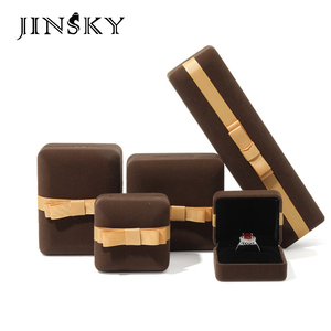 Bow <b>Velvet</b> Jewelry <b>Box</b> Arch Ring Pendant Bangle <b>Box</b> Flannel Gift <b>Box</b> Wholesale Stock Custom Logo - Product Image 1