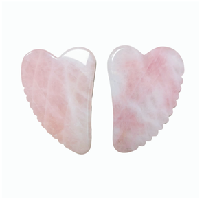 Outil de massage Gua Sha en quartz rose et jade de grande taille en forme de V pour le visage et le corps - Product Image 1