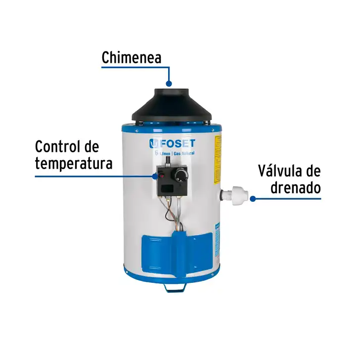 1 unit Tankless heater, quick recovery, 6L, 1 serv, natural gas, Foset