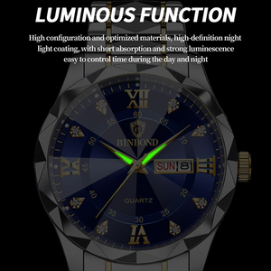 2026 BINBOND 2521 B2521 Orologio da Polso Maschile alla Moda, in Acciaio Inossidabile con Calendario Luminoso e Movimento al Quarzo per Uomo - Product Image 5