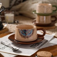 Tasse à café et soucoupe en céramique de style britannique vintage exquis ensemble l tasses à lait avec plateau tasse thermique