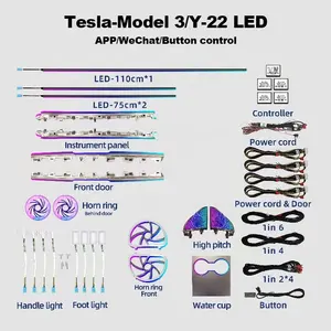 Tesla için 512 renkler atmosfer ışığı otomotiv iç ortam ışıkları Tesla modeli 3 veya Y parçaları için Led ışık kiti