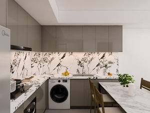 Gabinete de Almacenamiento de Cocina Ecológico de Alto Brillo, Ensamblaje Plano RTA |   Juego de Muebles de Cocina Modernos - Product Image 2