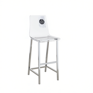Ensemble de 2 tabourets de bar transparents et chromés - Product Image 1