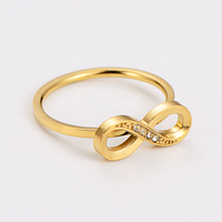 Bague en acier inoxydable avec diamant numéro 8 porte-bonheur, simplicité géométrique, bijoux faits à la main