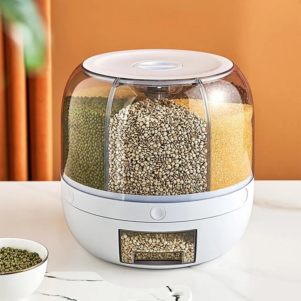 Ecobox - Dispensador de cereais para cozinha, plástico giratório de 360 graus, caixa selada para armazenamento de alimentos secos, recipiente para alimentos, plástico
