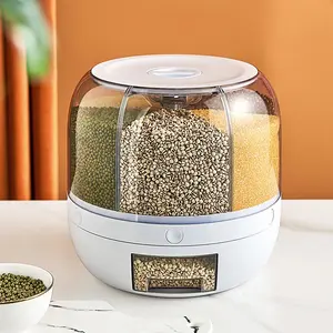 Erogatore di cereali in grani di riso in plastica sigillati da cucina a 360 gradi per alimenti a secco