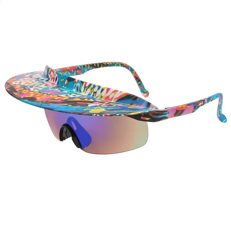 Moda colorida personalizar gafas de sol para hombre 2024 adulto playa voleibol gafas de sol sombrero ala gafas de sol