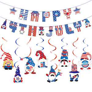 Decoraciones para la fiesta del Día de la Independencia de EE. UU., adornos colgantes en espiral, colgante de muñeca sin rostro de papel, fácil de montar, de 8 a 13 años - Product Image 3