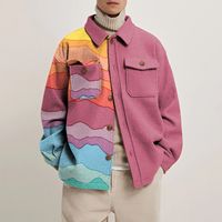 Manteaux amples imprimés abstraits pour hommes, mode automne, col rabattu, boutonné, veste Hipster pour hommes, Streetwear décontracté d'hiver, nouvelle collection