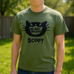 T-shirt Scopy Olive Cat Print No Cat No Cry a maniche corte unisex - Product Image 3