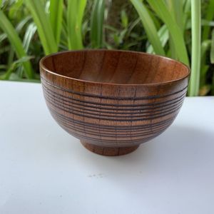 Bol à riz en bois de jujube 20-20,9 cm, fait main, compatible micro-ondes, vaisselle - Product Image 1