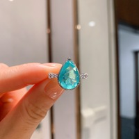 Ensemble de bijoux exquis en zircon bleu goutte d'eau, 3 pièces, collier, bague, boucles d'oreilles pour femmes