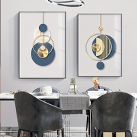 Art mural moderne bleu doré abstrait graphique affiche luxe Style créatif maison salon décor cristal porcelaine peinture