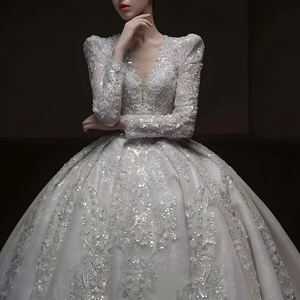 Jancember LSHT043 Clásico con cuello en V Sin espalda Vestidos de novia para mujer Vestidos para mujer - Product Image 2