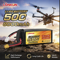 Baterai Drone FPV Longkun 6S 9000mAh 100C 22.2V XT60 RC LiPo untuk Mainan FPV, Perahu, Pesawat Terbang Skala Besar, dan Drone