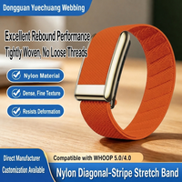 Tali Pengganti Nilon Bergaris Oranye 16mm untuk Whoop 50/40, Gelang Tangan Elastis Tinggi dan Bernapas