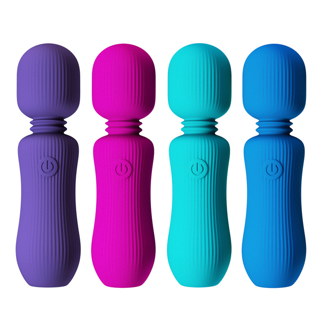 Full Silicone Powerful Rechargeable Mini Wand Vibrator with 5 Frequencies IPX6 Waterproof for Massager