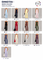 Ensemble 2 pièces pour femme : Débardeur à bretelles fines et col carré, dos échancré avec coussinets amovibles, et pantalon droit taille haute, Hiver