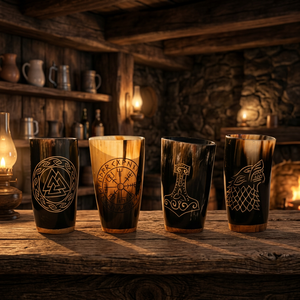 Verres à vin en corne de buffle faits à la main, tasses à boire gravées, ensemble tribal pour bar et fête, verres artisanaux naturels à prix compétitif - Product Image 4