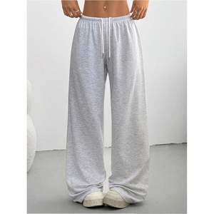 Pantalon de survêtement ample pour femme, taille mi-haute, jambe large, décontracté, long, 100% coton, respirant, style legging de yoga - Product Image 3