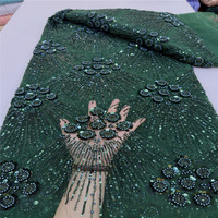 Nouveauté, tissu en dentelle brodée à la main de luxe, tissu coloré avec des strass et des paillettes pour robe de mariée pour femmes