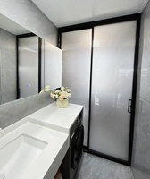 Pintu Geser Kamar Mandi Interior Tahan Air Bersertifikasi CE, Kaca Tempered Ganda Privasi, Isolasi Termal untuk Dapur, Kamar Tidur, Area Basah