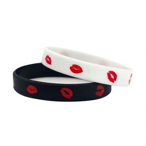 Pulsera de Silicona con Diseño de Beso Volador, Color Negro y Blanco, para Novios, con Logotipo e Información Personalizados - Product Image 1