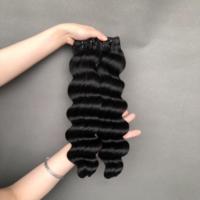 Venta al por mayor de Super Doble Dibujado Cabello Humano Brasileño Suelto de Color Profundo Natural de Color Negro