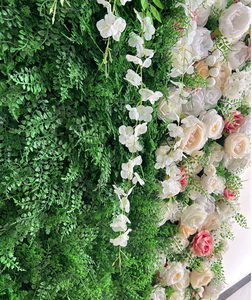 Dinding Latar Belakang Bunga 3D Mawar Merah Muda Dinding Hijau Kombinasi Bunga dan Rumput untuk Pernikahan dan Pesta - Product Image 3