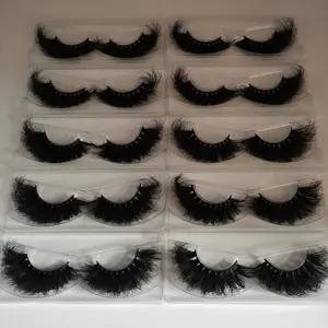 Top Quality Cotton Band Handmade Eyelash Mink 25mm Fluffy 5D Full Strip Lashes Vendor