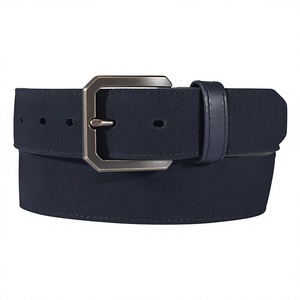 Cinturón Casual Resistente de Cuero Genuino para Hombre con Hebilla de Aleación y Reverso de Pana en Contraste - Product Image 1