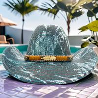 Chapeaux de cowboy personnalisés en gros à imprimé serpent avec plumes dorées, style bohème, pour fêtes champêtres, pour adultes