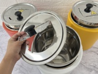 Marmite Chauffe-Soupe Électrique Commerciale 10L 13L en Acier Inoxydable à Chaleur Sèche avec Couvercle et Extérieur Émaillé Coloré