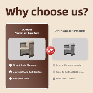 Silla de Comedor Moderna y Resistente para Exteriores, Estructura de Aluminio, Tejido de Ratán, Cojín Impermeable de Secado Rápido, para Sala de Estar, Villas, Hoteles, Terrazas - Product Image 3