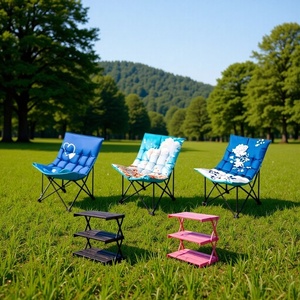 Conjunto de Mesa y Silla Plegable para Jardín y Camping, Exclusivo para Exteriores, con Carrito, Estructura de Acero Inoxidable y Tela Oxford - Product Image 3